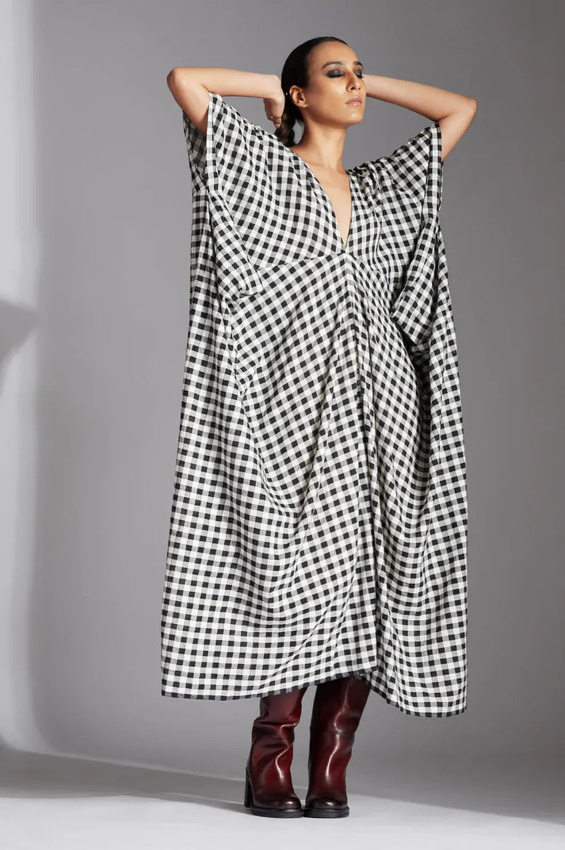 Lior Dress-Black and White mul by Chola in black color for women in Singapore