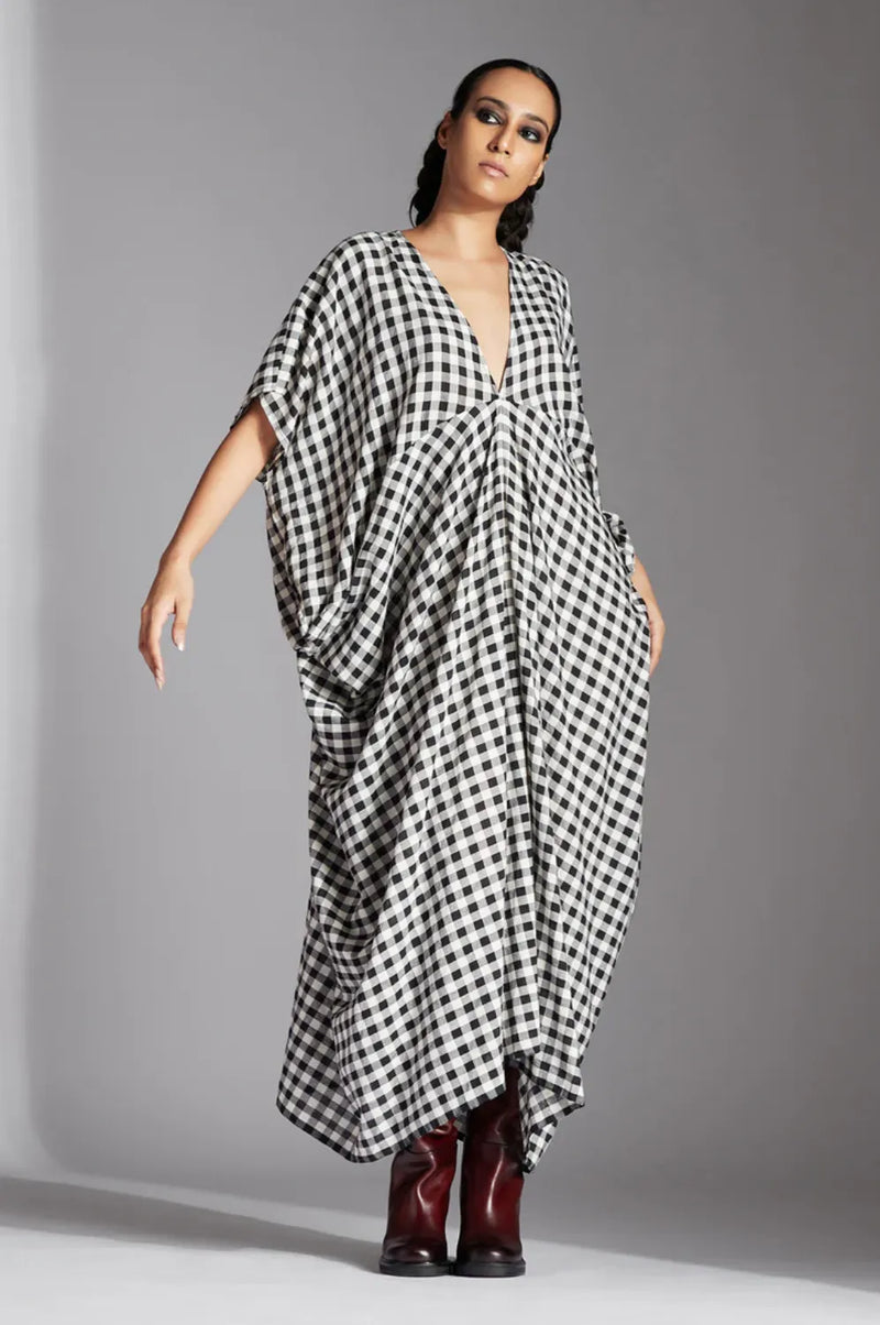 Lior Dress-Black and White mul by Chola in black color for women in Singapore