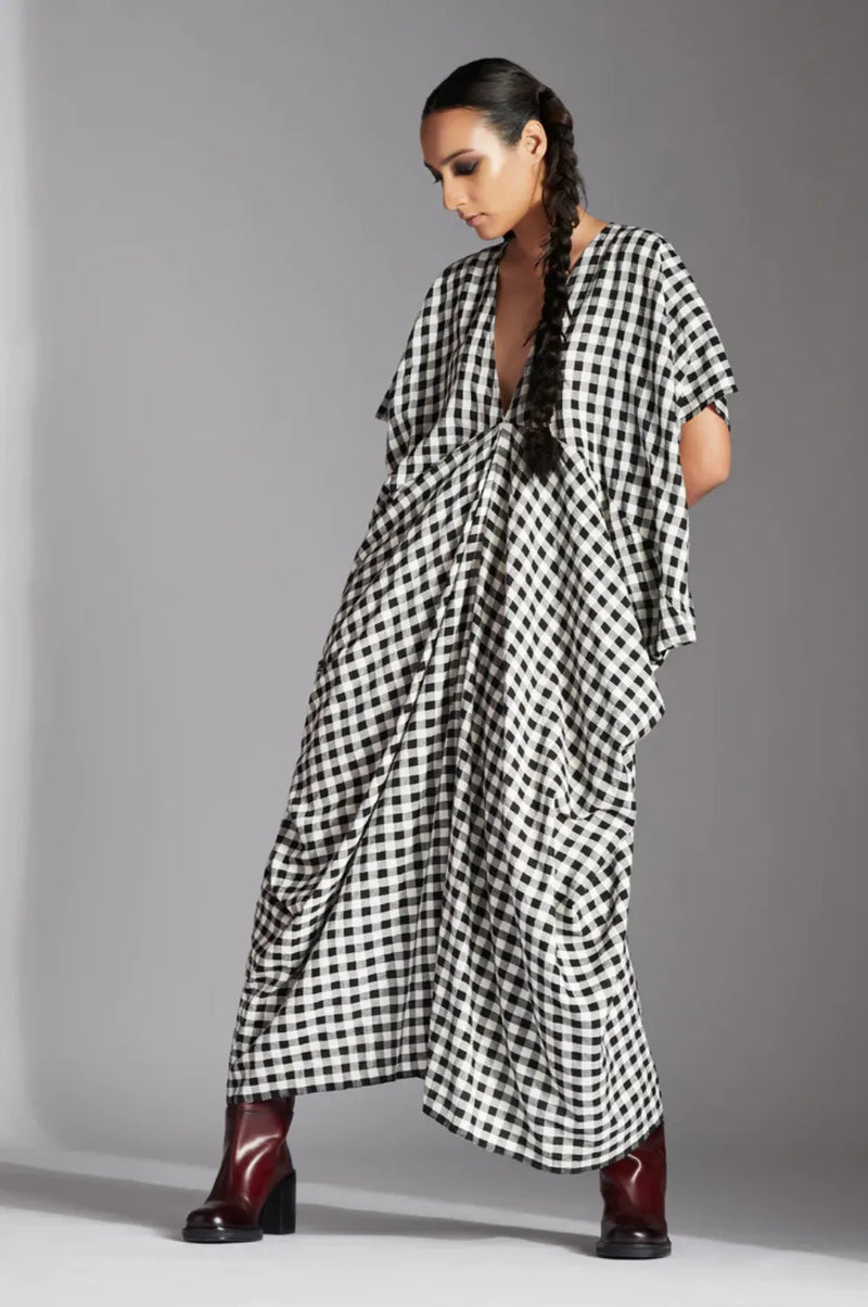 Lior Dress-Black and White mul by Chola in black color for women in Singapore