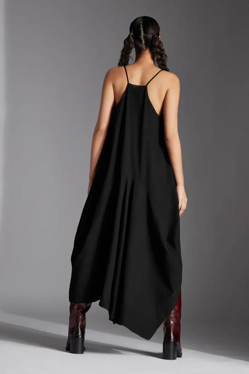 Kia Dress-Black cotton by Chola in black color for women in Singapore