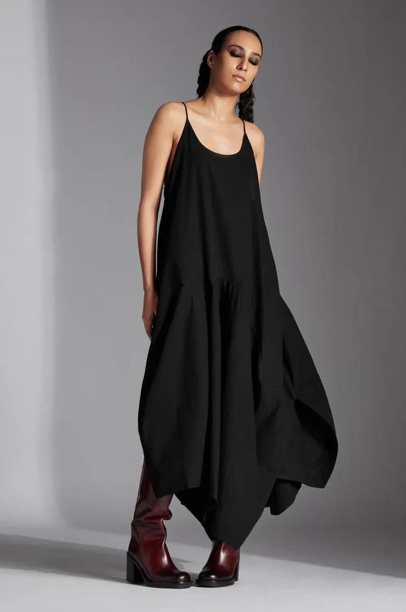 Kia Dress-Black cotton by Chola in black color for women in Singapore