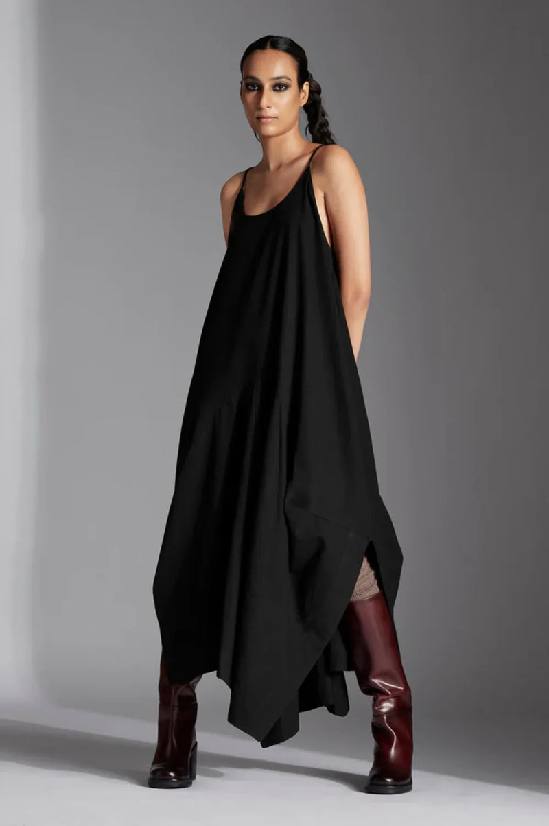 Kia Dress-Black cotton by Chola in black color for women in Singapore