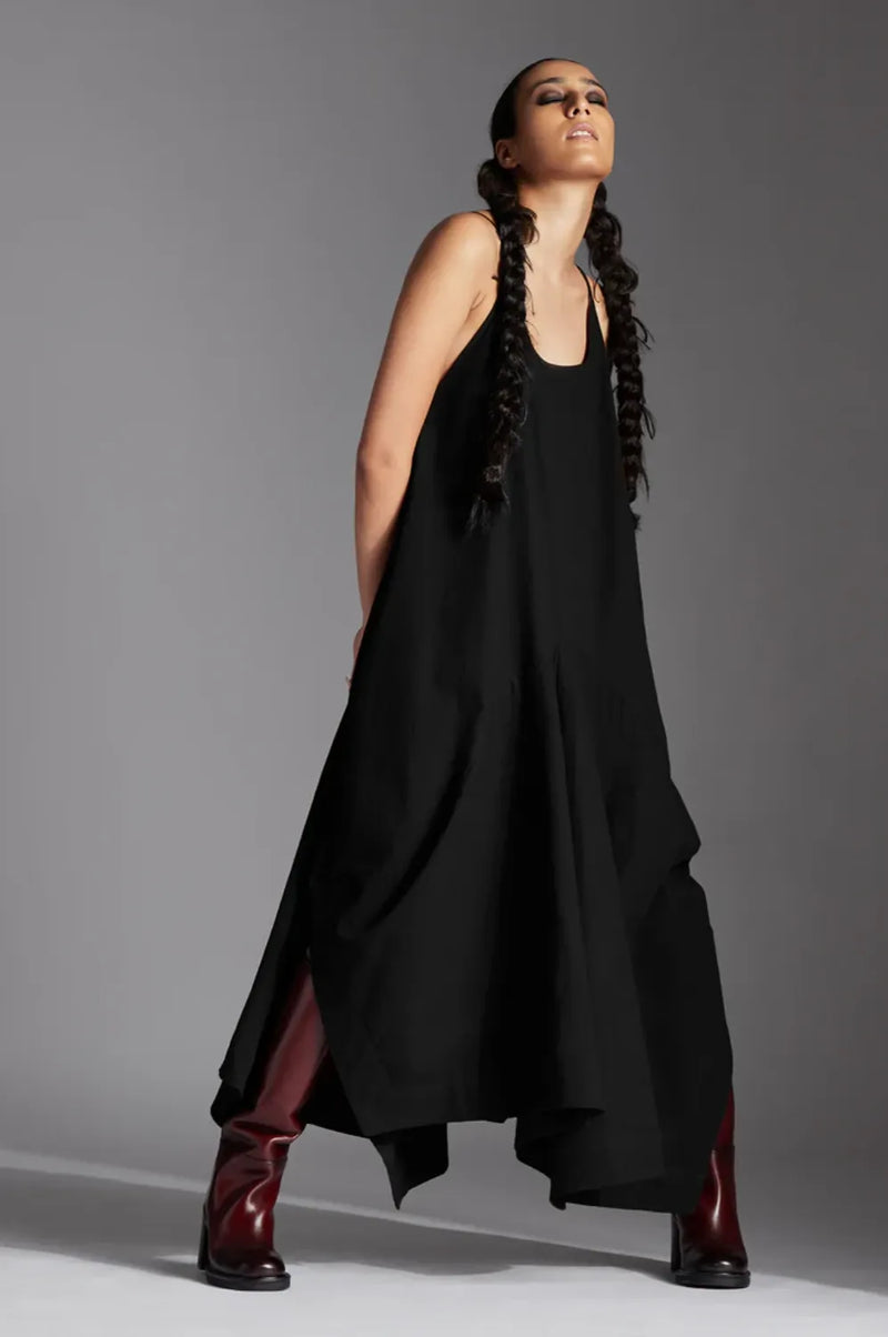 Kia Dress-Black cotton by Chola in black color for women in Singapore