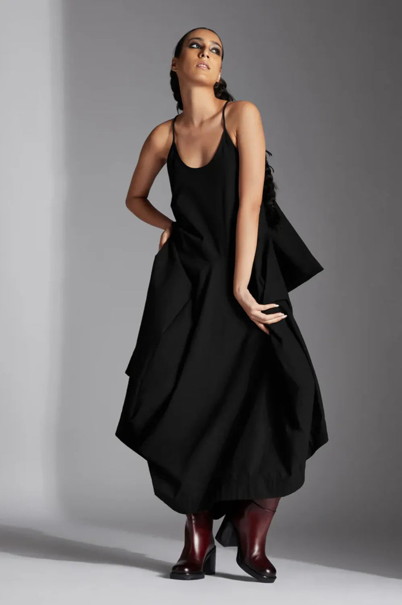 Tove Dress-Black cotton by Chola in black color for women in Singapore