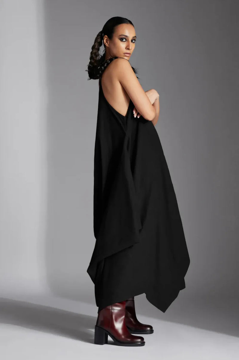 Tove Dress-Black cotton by Chola in black color for women in Singapore