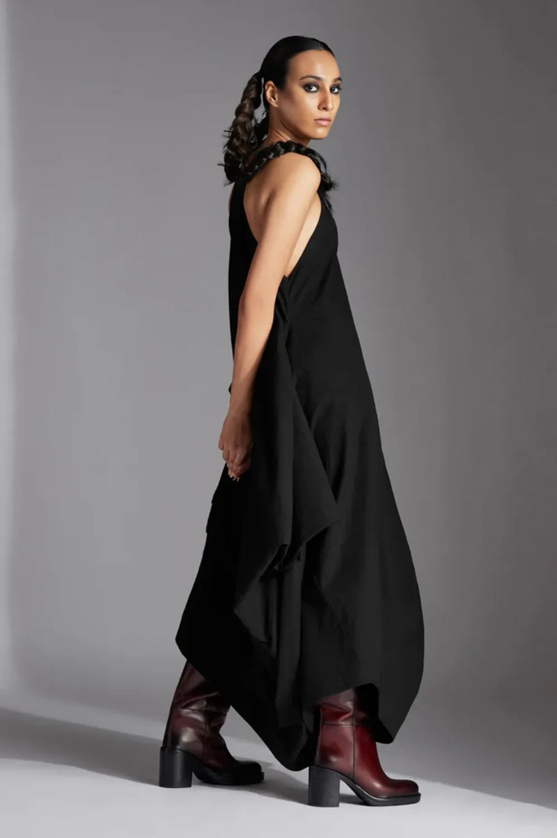 Tove Dress-Black cotton by Chola in black color for women in Singapore