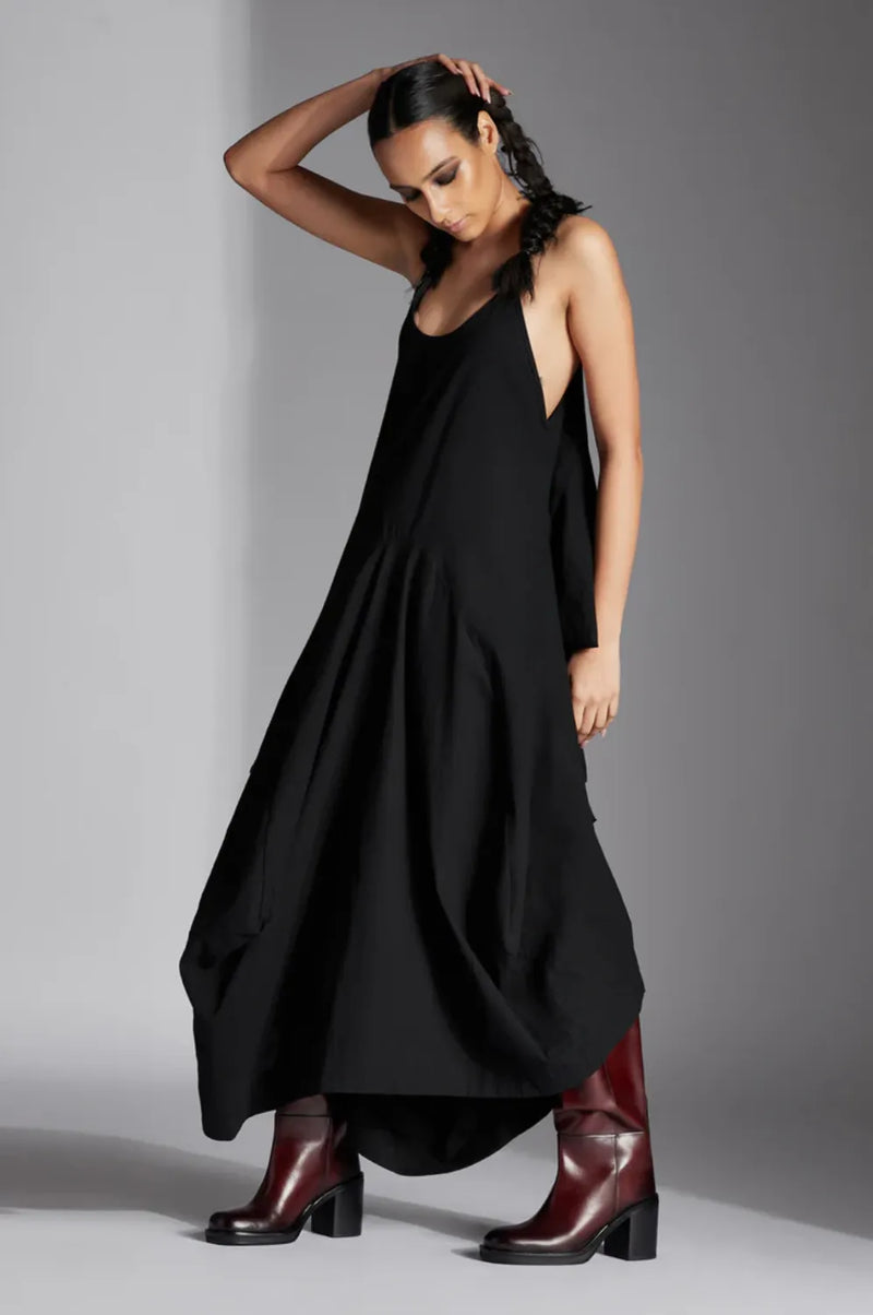 Tove Dress-Black cotton by Chola in black color for women in Singapore
