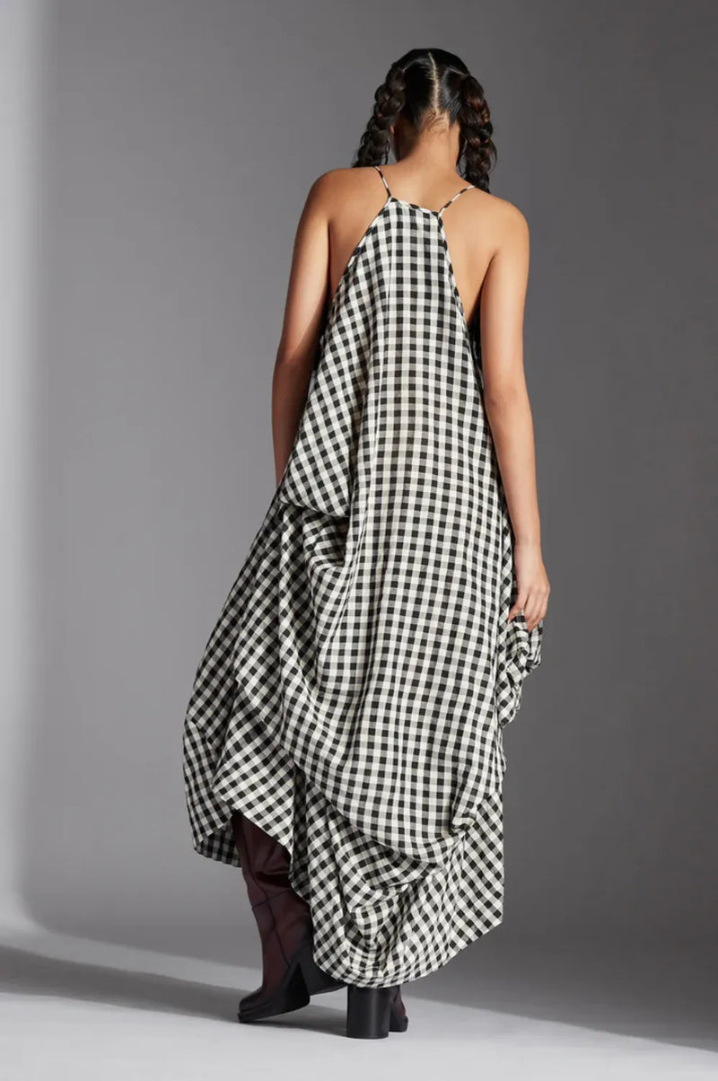 Tove Dress-Black and White mul by Chola in black color for women in Singapore