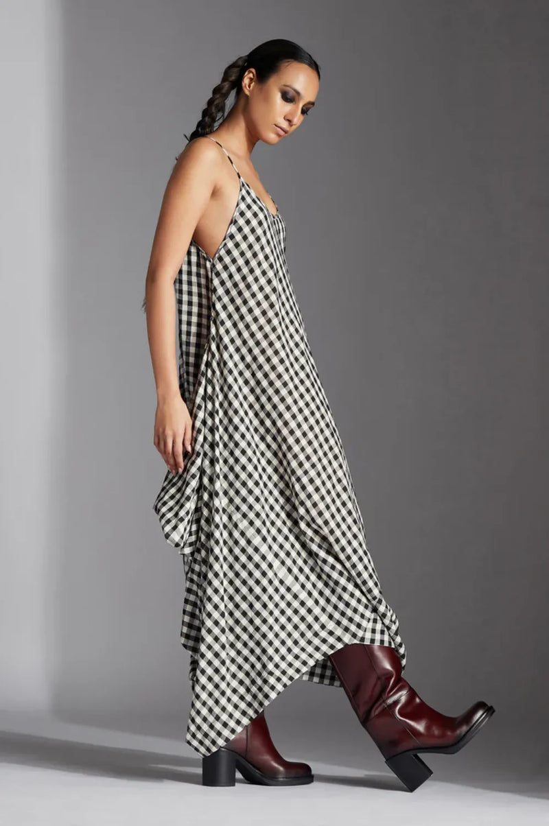Tove Dress-Black and White mul by Chola in black color for women in Singapore