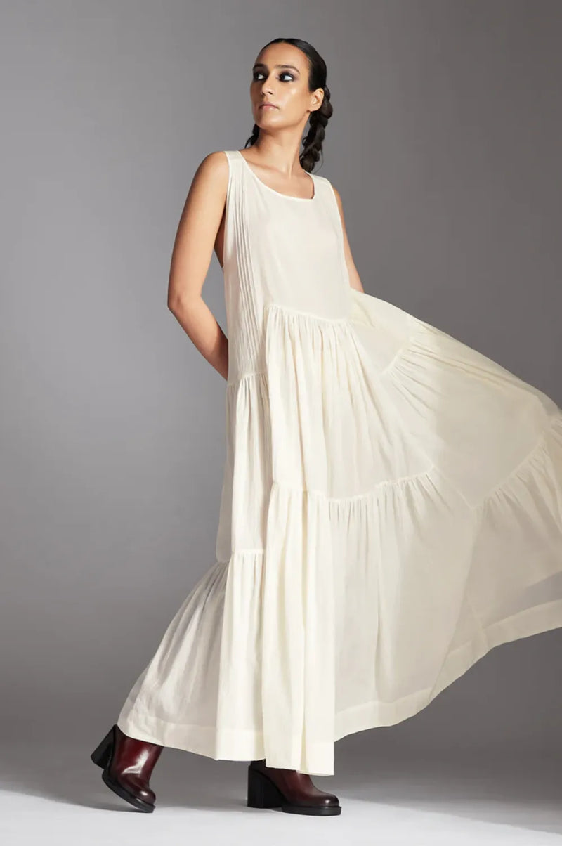Juna Dress-White cotton by Chola in white color for women in Singapore