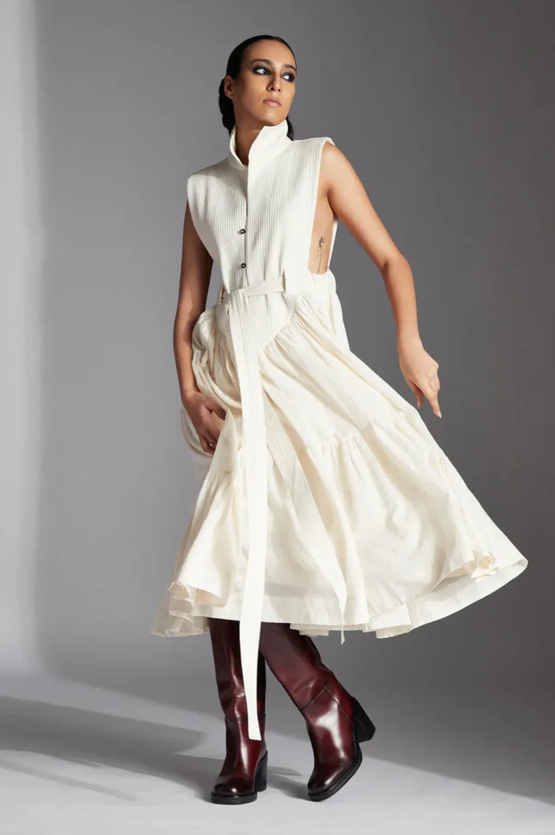 Mirae Dress-White cotton by Chola in white color for women in Singapore