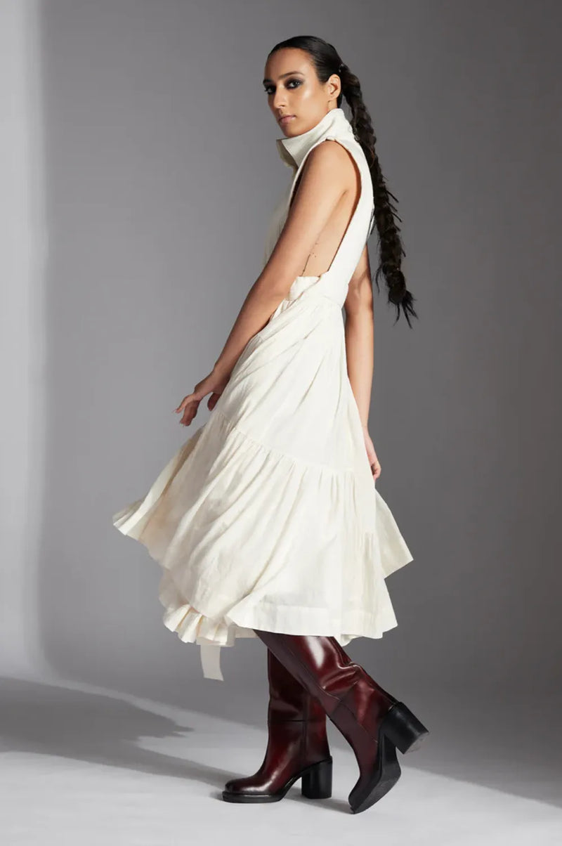 Mirae Dress-White cotton by Chola in white color for women in Singapore