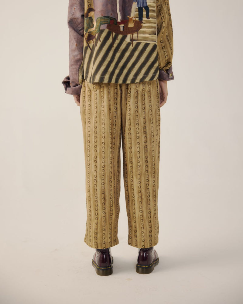 DRAWSTRING PANTS-Mustard Stripes by CORD for women in Singapore