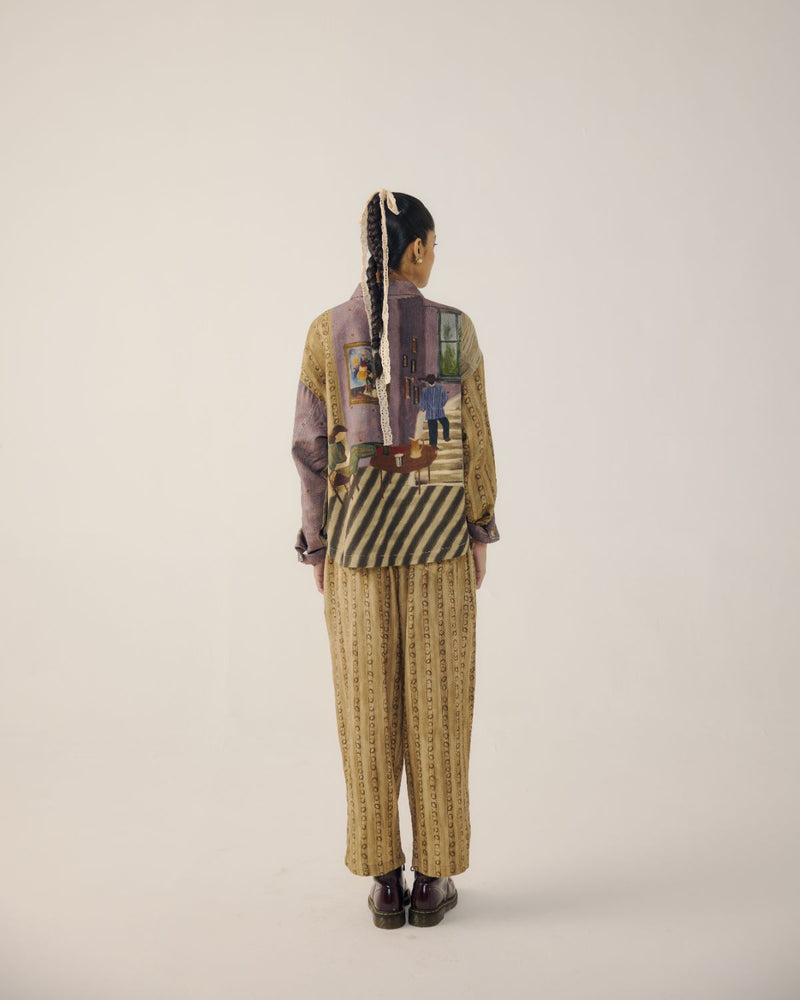 DRAWSTRING PANTS-Mustard Stripes by CORD for women in Singapore