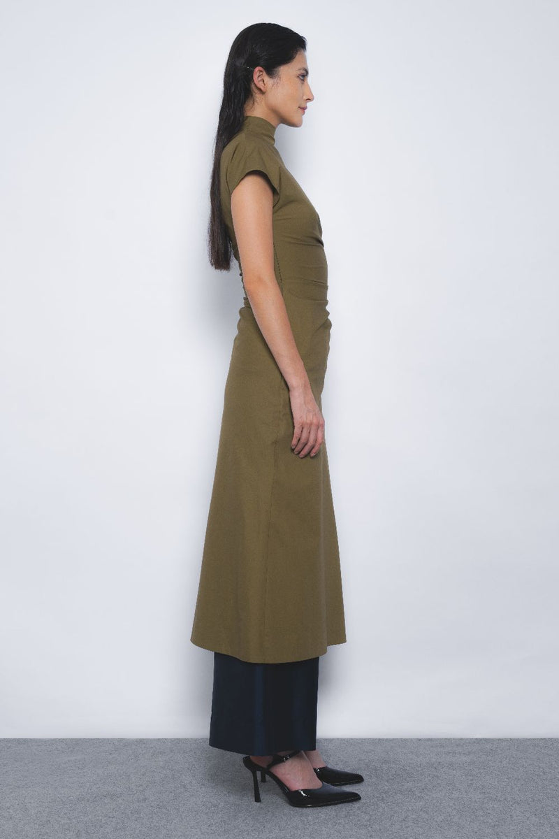 Arida Draped Tunic - Olive cotton Buy Arida Draped - Tunic Olive from C&W | Tunics And Kaftan for Women by Leh Studios in olive color for women in Singapore