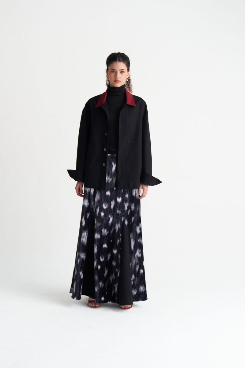 Unisex Denim Jacket-Black denim jacket/overlay by THREE in black for women in Singapore