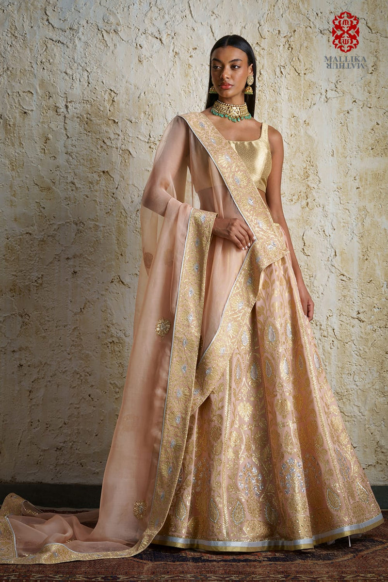 Mehak silk georgette lehenga-tea rose silk Buy Mehak silk georgette lehenga-tea rose from C&W | Lehenga Sets for Women by Mallika Mathur for women in Singapore