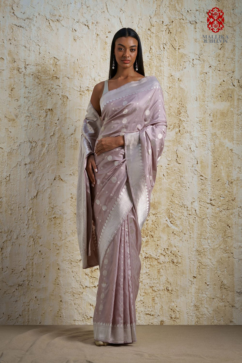 Chunari buti Katan silk Banarasi sari-tea rose silk Buy Chunari buti Katan silk Banarasi sari-tea rose from C&W | Saree for Women by Mallika Mathur for women in Singapore