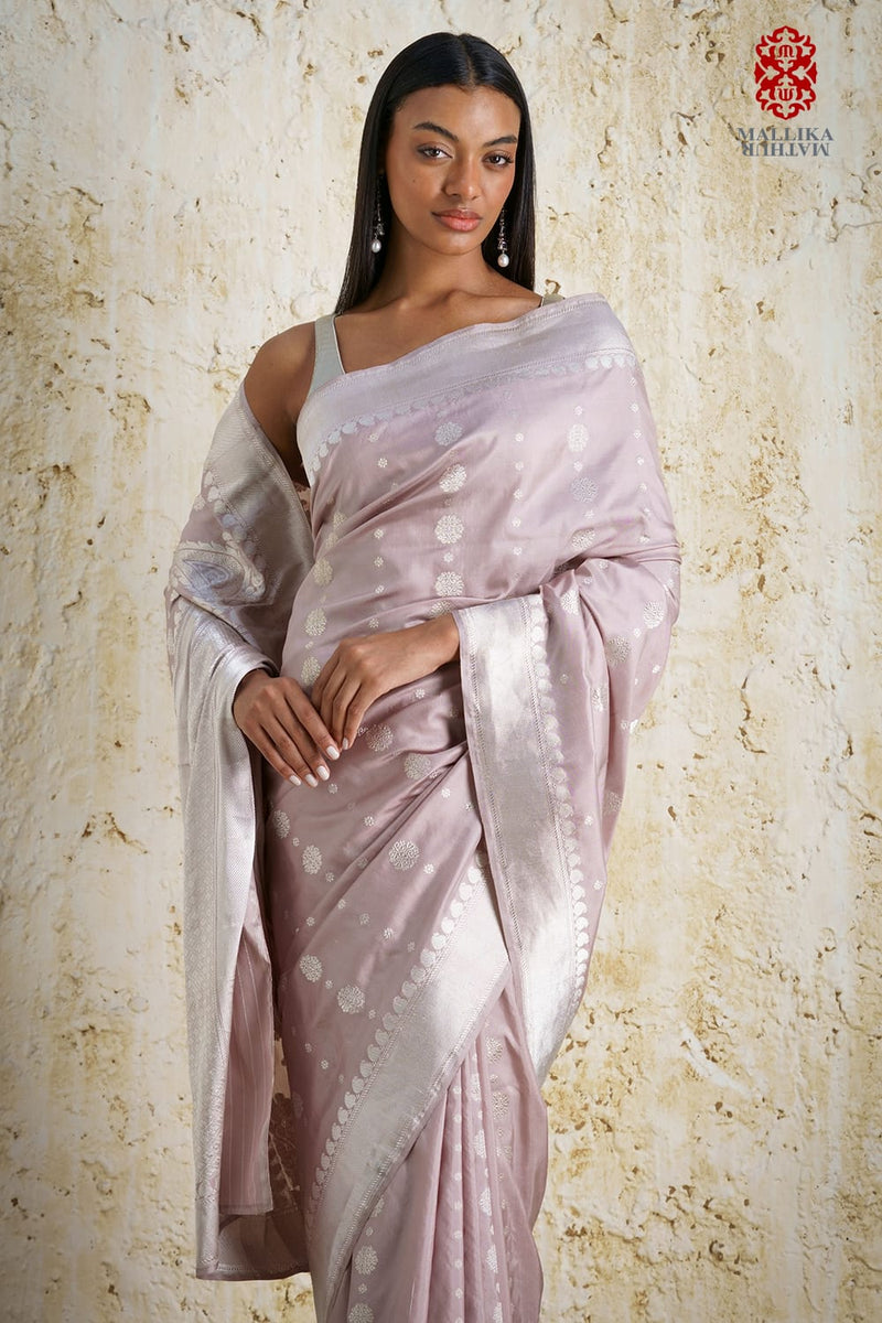 Chunari buti Katan silk Banarasi sari-tea rose silk Buy Chunari buti Katan silk Banarasi sari-tea rose from C&W | Saree for Women by Mallika Mathur for women in Singapore