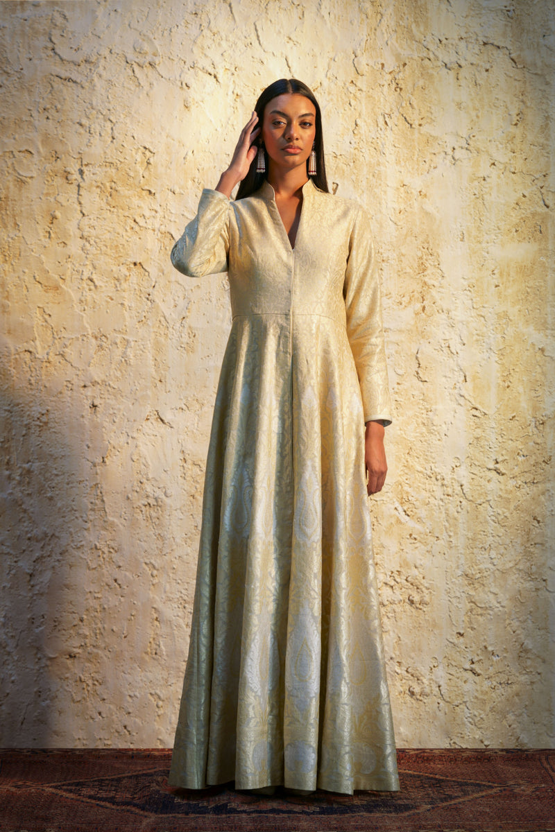 Parisa Anarkali-Natural tissue Buy Parisa Anarkali-Natural from C&W | Kurta/Kurta Sets for Women by Mallika Mathur in natural color for women in Singapore