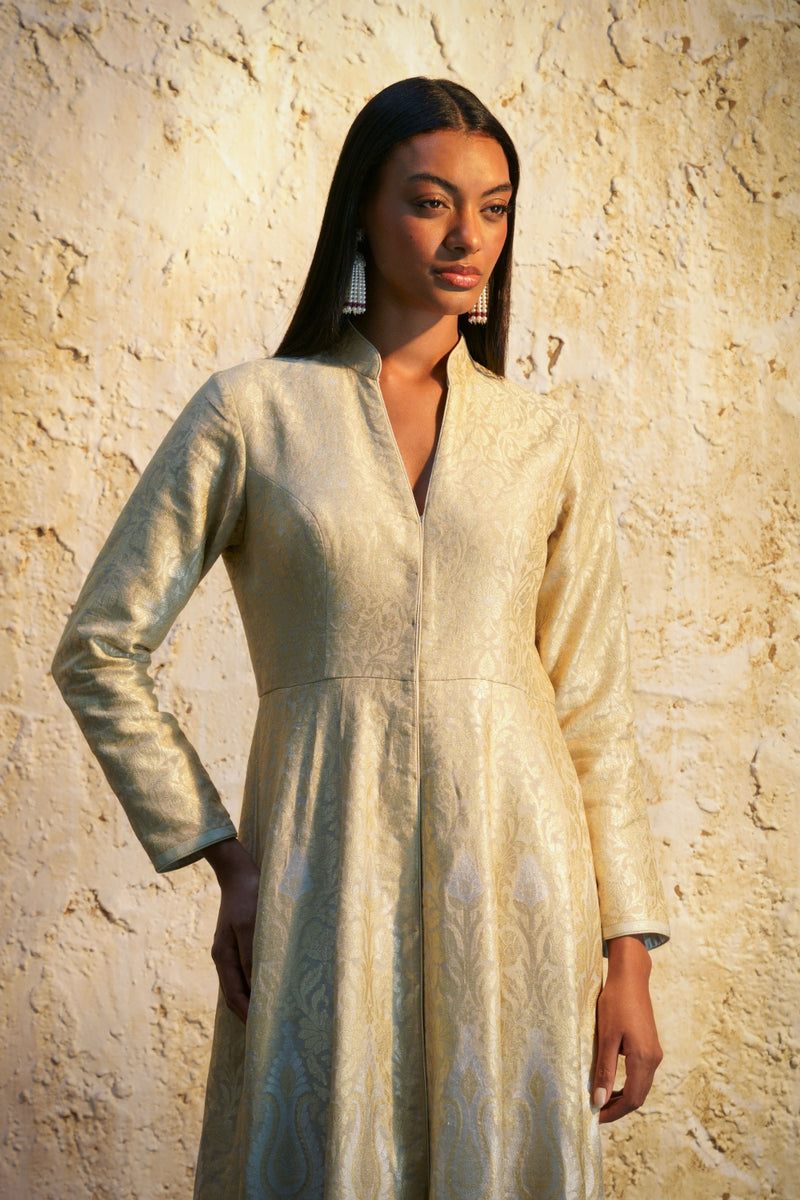 Parisa Anarkali-Natural tissue Buy Parisa Anarkali-Natural from C&W | Kurta/Kurta Sets for Women by Mallika Mathur in natural color for women in Singapore