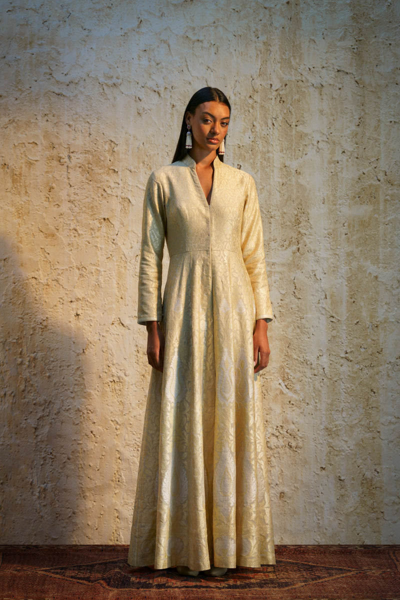 Parisa Anarkali-Natural tissue Buy Parisa Anarkali-Natural from C&W | Kurta/Kurta Sets for Women by Mallika Mathur in natural color for women in Singapore