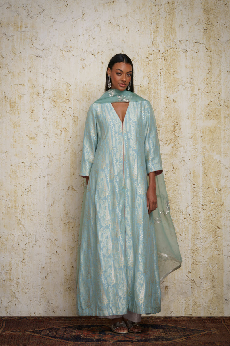 Sahar Anarkali-Aquamarine blue silk Buy Sahar Anarkali-Aquamarine blue from C&W | Kurta/Kurta Sets for Women by Mallika Mathur in blue color for women in Singapore