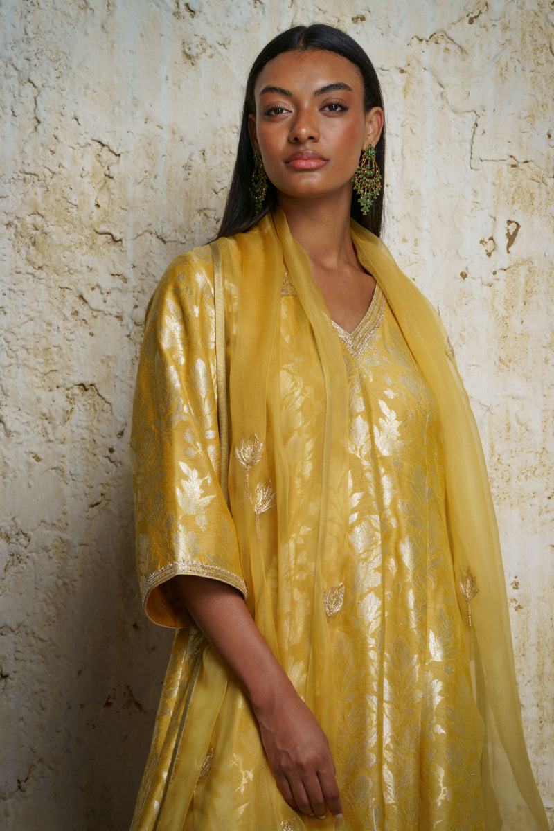 Amrasi munga silk kalidar tunic silk Buy Amrasi munga silk kalidar tunic from C&W | Kurta/Kurta Sets for Women by Mallika Mathur in yellow color for women in Singapore