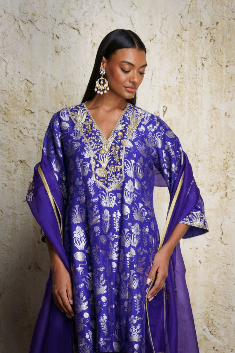 Shira Anarkali-Purple silk Buy Shira Anarkali-Purple from C&W | Kurta/Kurta Sets for Women by Mallika Mathur in purple color for women in Singapore