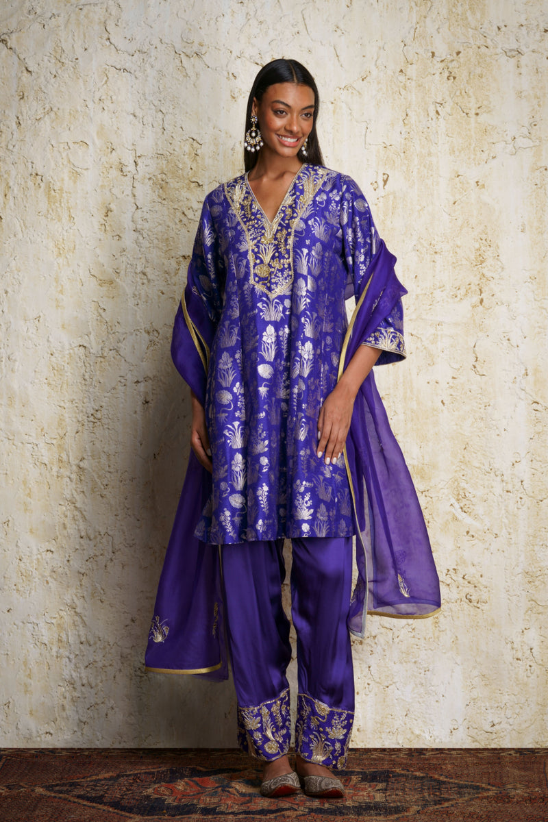 Shira Anarkali-Purple silk Buy Shira Anarkali-Purple from C&W | Kurta/Kurta Sets for Women by Mallika Mathur in purple color for women in Singapore