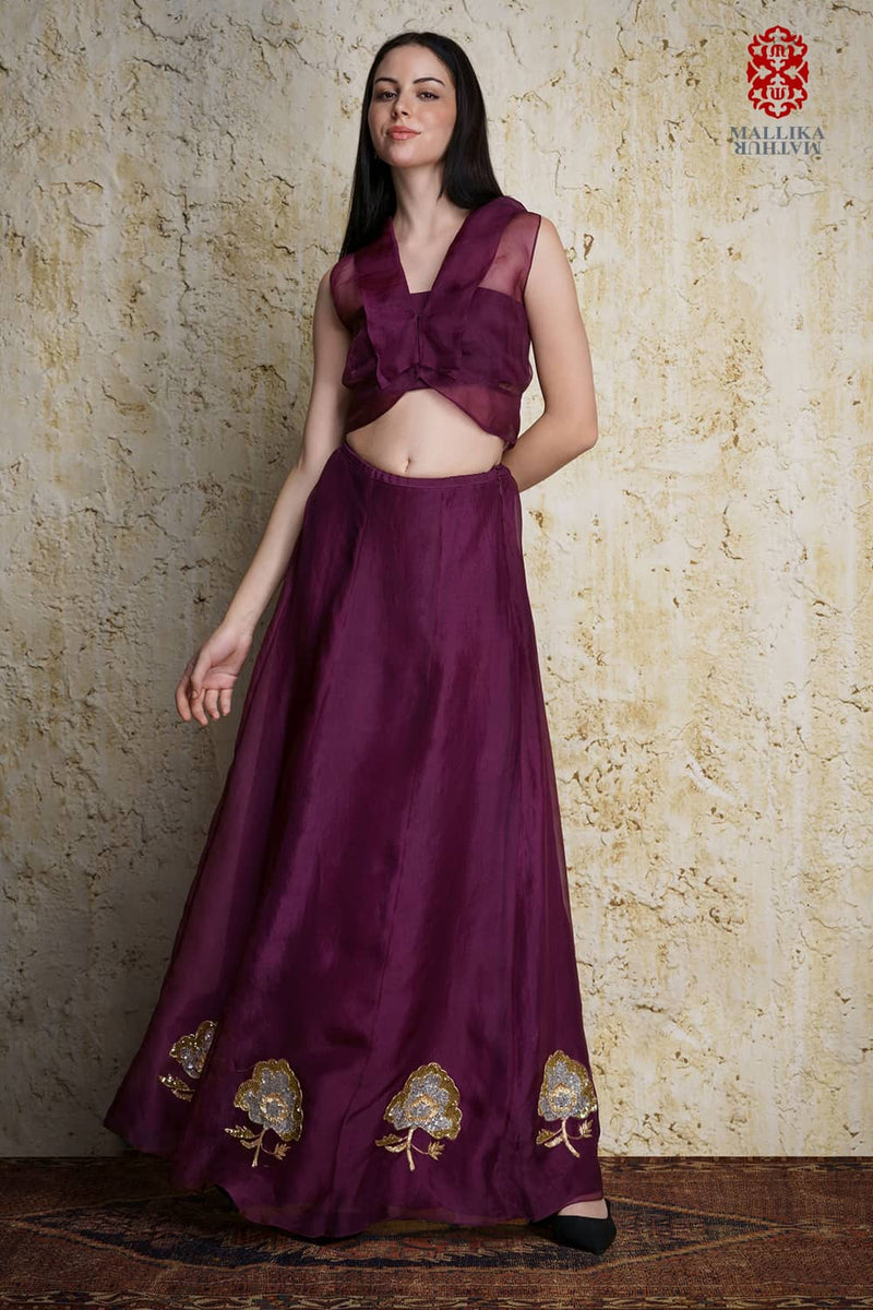 Amora kora silk skirt Buy Amora kora silk skirt from C&W | Lehenga Sets for Women by Mallika Mathur for women in Singapore