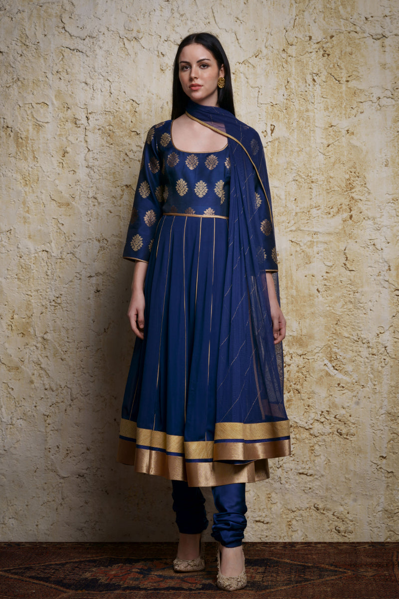 Mehar Anarkali-Mid night blue georgette Buy Mehar Anarkali-Mid night blue from C&W | Kurta/Kurta Sets for Women by Mallika Mathur in blue color for women in Singapore