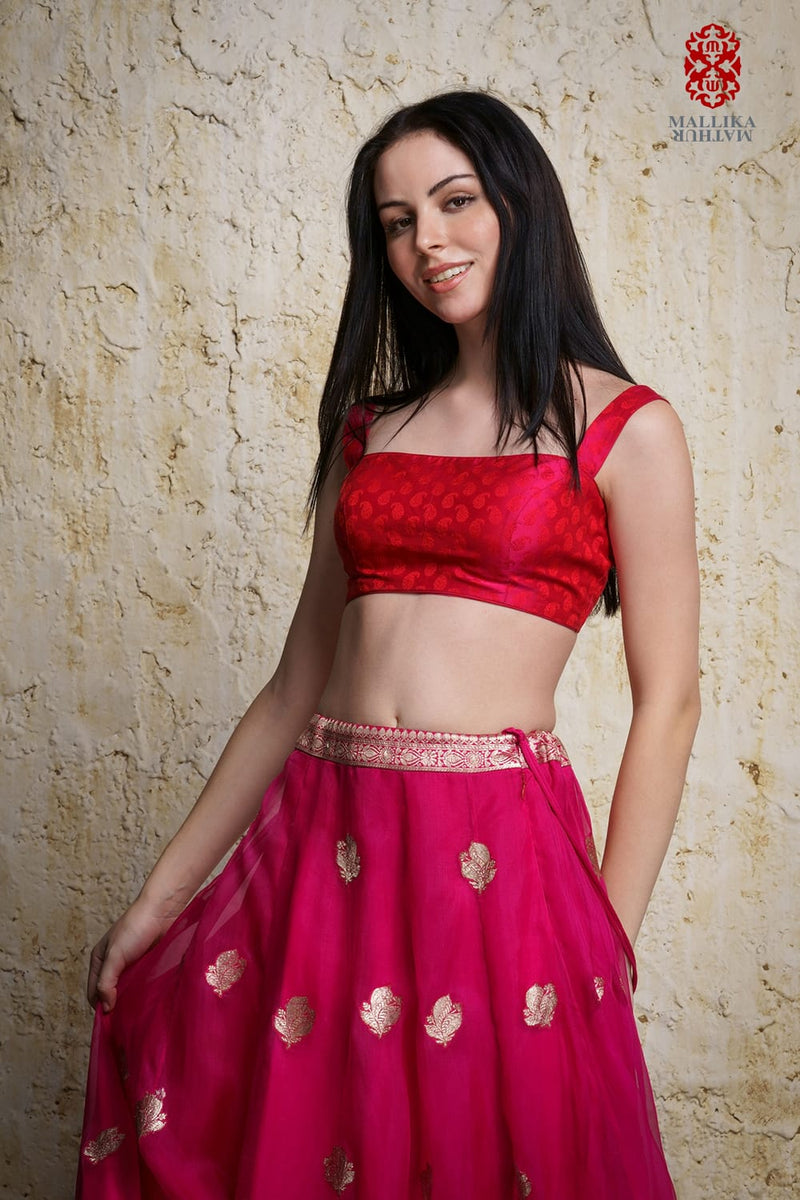 Kora silk skirt appliquéd in antique silver zari motifs mul Buy Kora silk skirt appliquéd in antique silver zari motifs from C&W | Lehenga Sets for Women by Mallika Mathur in multi color for women in Singapore