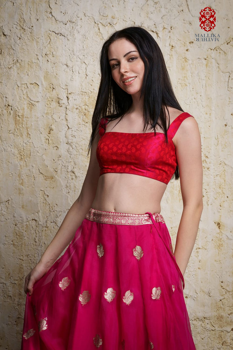Raisa Blouse-Pink silk Buy Raisa Blouse-Pink from C&W | Blouses for Women by Mallika Mathur in pink color for women in Singapore