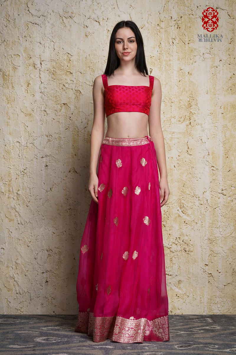 Kora silk skirt appliquéd in antique silver zari motifs mul Buy Kora silk skirt appliquéd in antique silver zari motifs from C&W | Lehenga Sets for Women by Mallika Mathur in multi color for women in Singapore