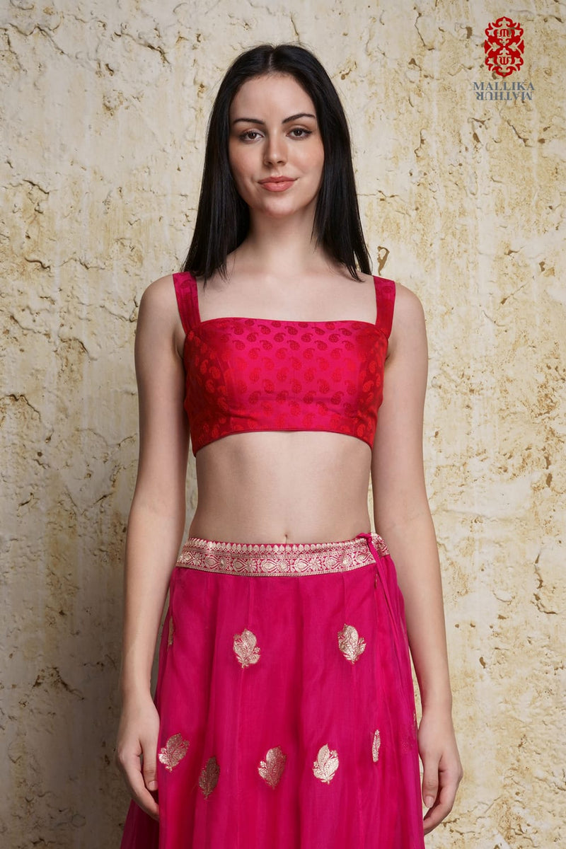 Raisa Blouse-Pink silk Buy Raisa Blouse-Pink from C&W | Blouses for Women by Mallika Mathur in pink color for women in Singapore