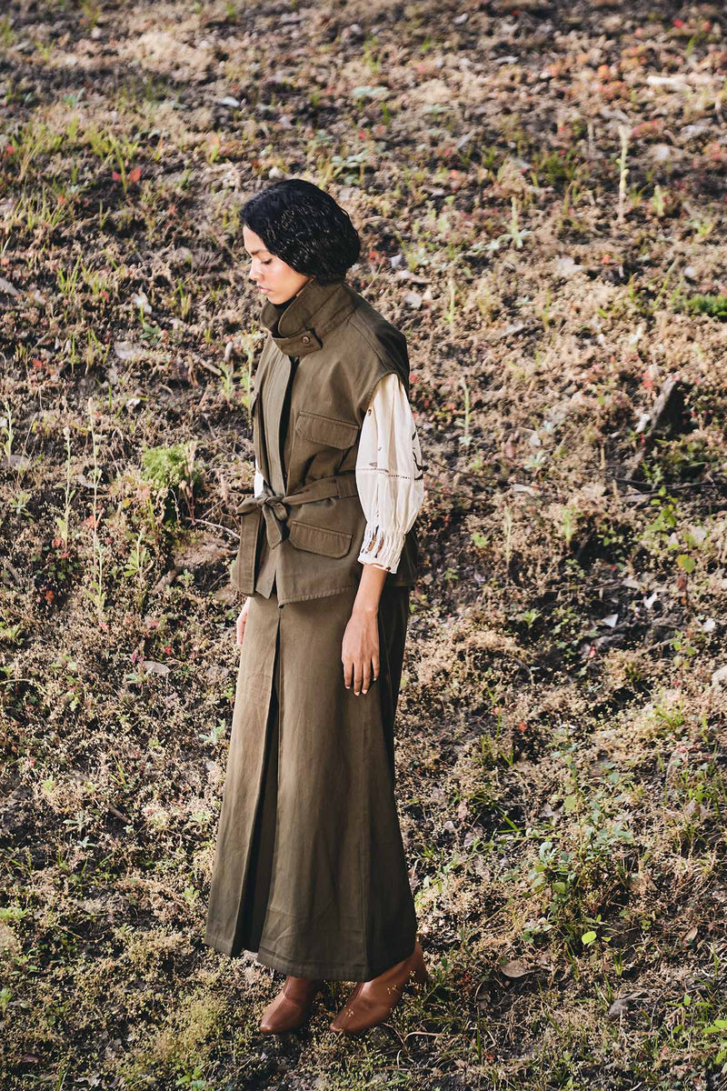Forest Canopy Co-ord set twill by Khara Kapas in green for women in Singapore