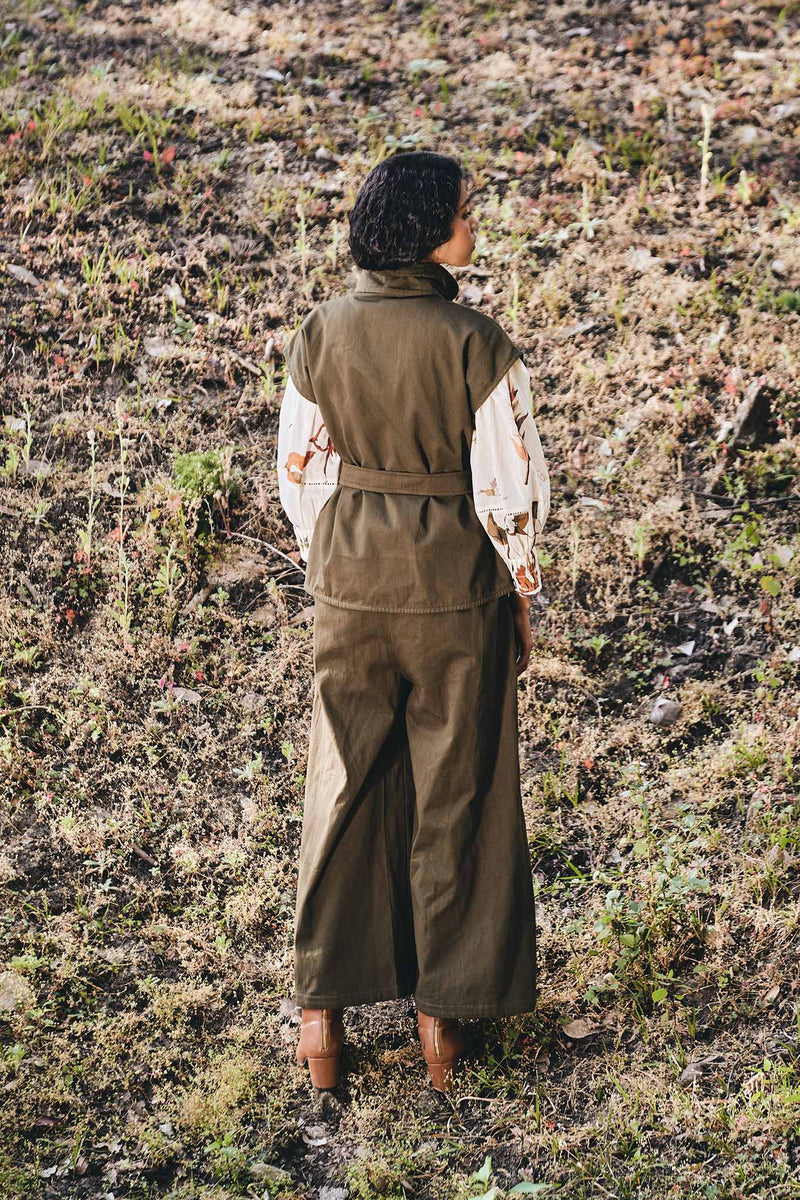 Forest Canopy Co-ord set twill by Khara Kapas in green for women in Singapore