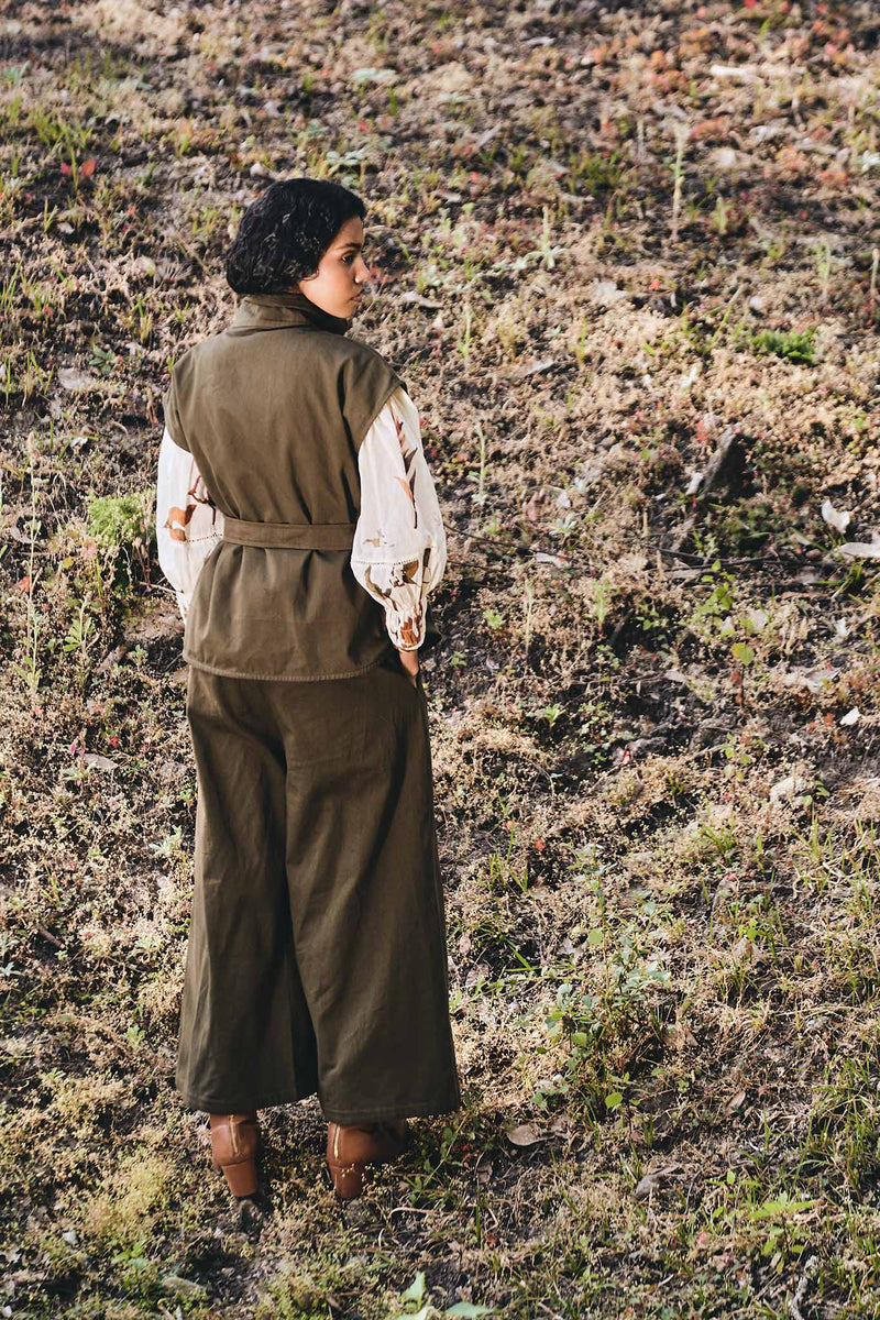 Forest Canopy Co-ord set twill by Khara Kapas in green for women in Singapore