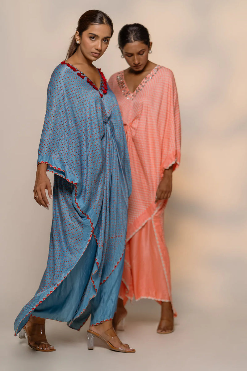 SAKURA SET-sky blue silk by Dyelogue in blue color for women in Singapore