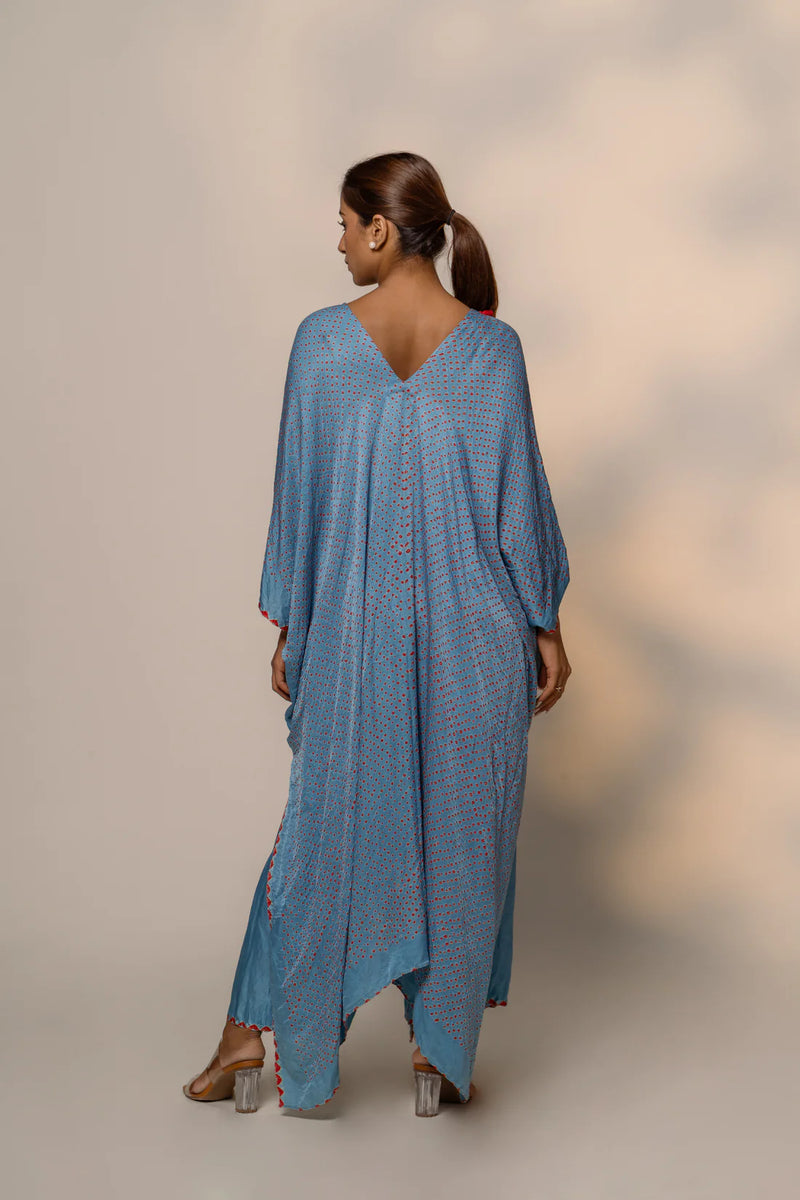 SAKURA SET-sky blue silk by Dyelogue in blue color for women in Singapore
