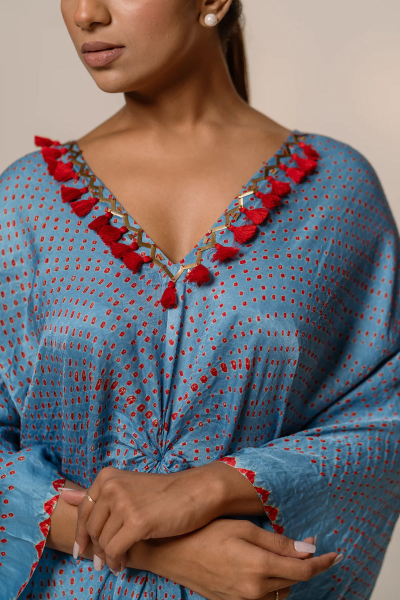 SAKURA SET-sky blue silk by Dyelogue in blue color for women in Singapore