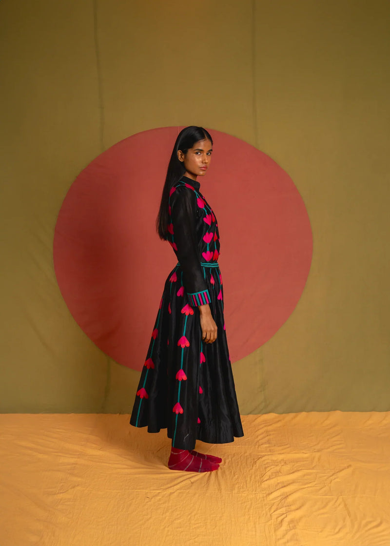 Kamali Skirt-Black and Multicolour chanderi skirt by Ka-Sha in multicolor for women in Singapore