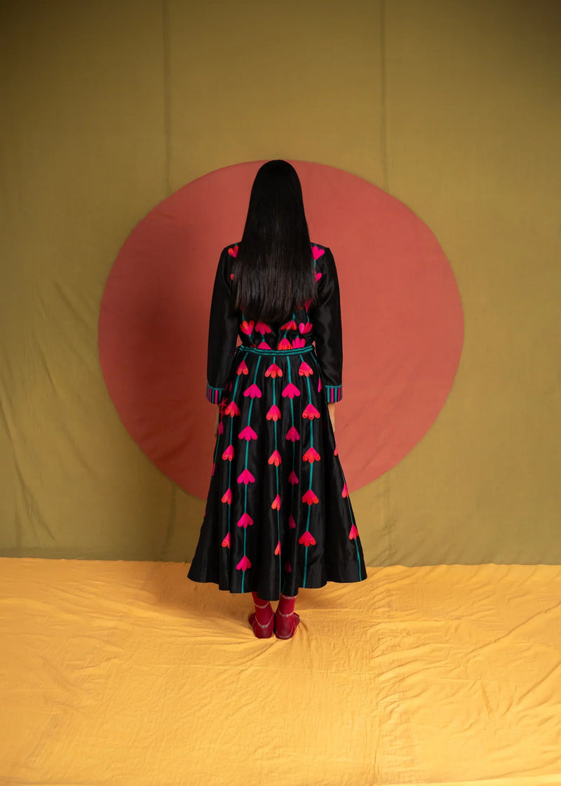Kamali Skirt-Black and Multicolour chanderi skirt by Ka-Sha in multicolor for women in Singapore