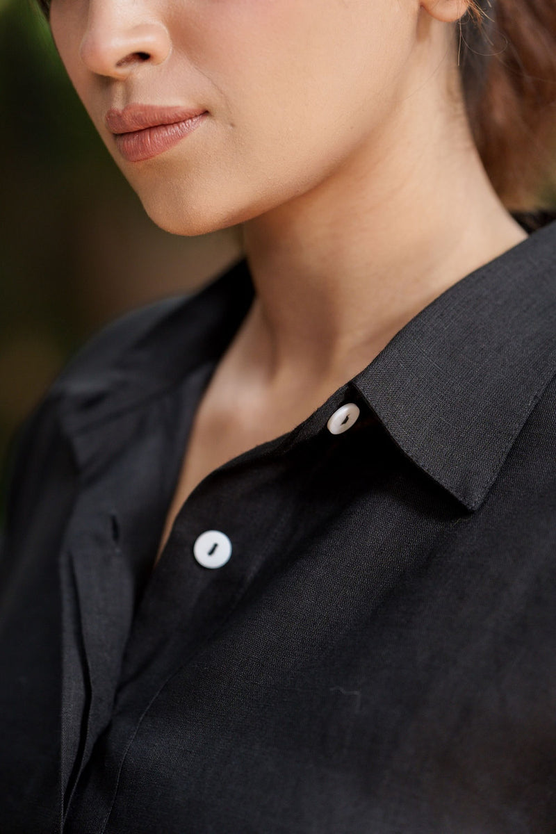 Seahorse Black-Dress linen by Zanzibar Living in black for women in Singapore