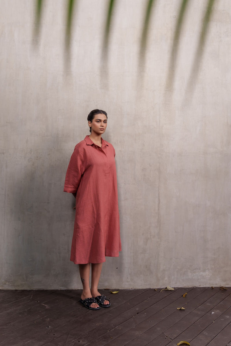 Seahorse Sienna-Dress linen by Zanzibar Living in orange, sienna for women in Singapore