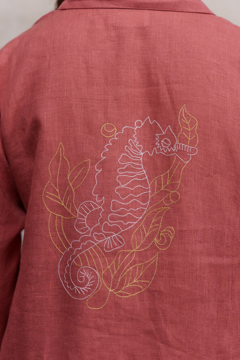 Seahorse Sienna-Dress linen by Zanzibar Living in orange, sienna for women in Singapore