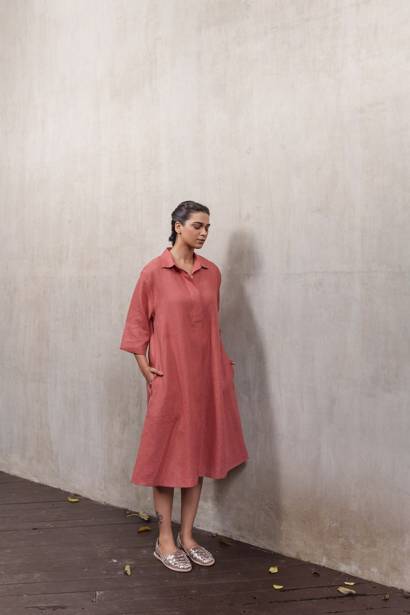 Seahorse Sienna-Dress linen by Zanzibar Living in orange, sienna for women in Singapore