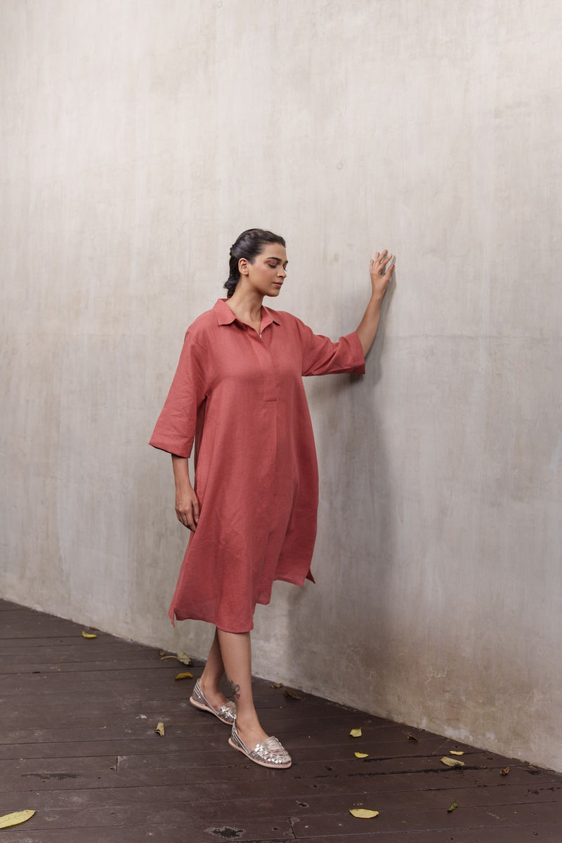 Seahorse Sienna-Dress linen by Zanzibar Living in orange, sienna for women in Singapore