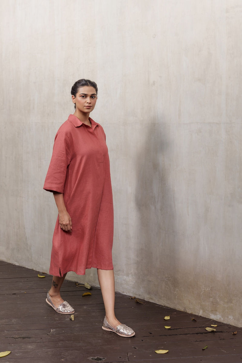 Seahorse Sienna-Dress linen by Zanzibar Living in orange, sienna for women in Singapore